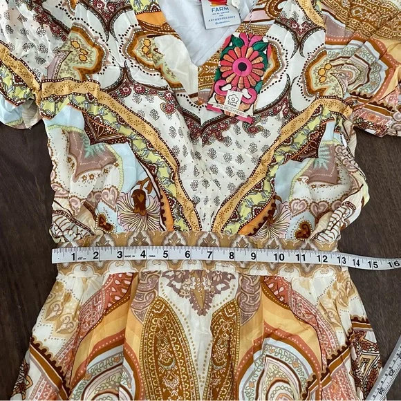 ANTHROPOLOGIE Farm Rio V Neck Flutter Sleeve Dress - Picture 11 of 15